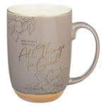 God Works Together All Things for Good Taupe Ceramic Mug with Cream Interior - Image 10