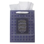 I Know the Plans Grid Navy Portrait Gift Bag with Gift Tag - Image 3