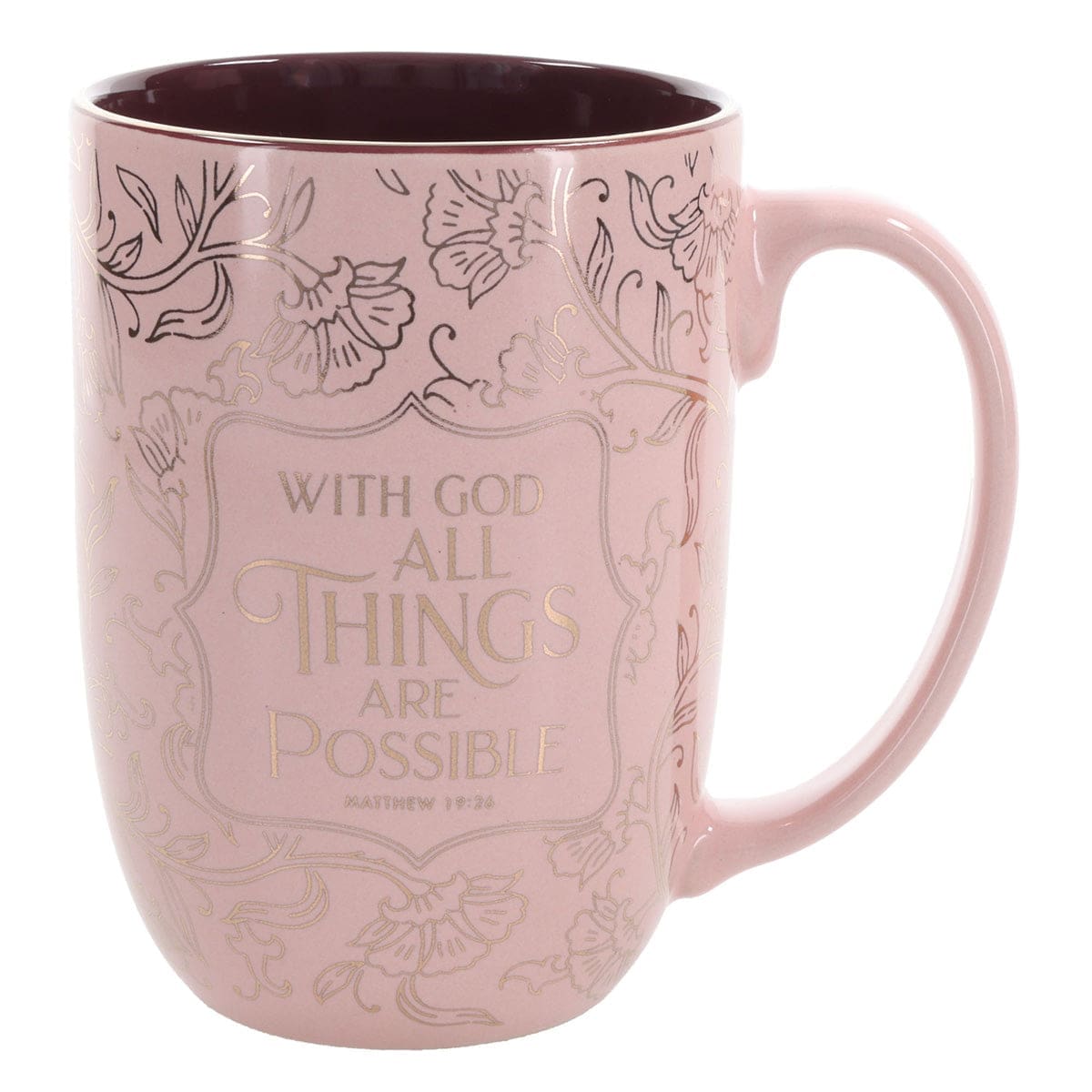 1220000720237_front With God All Things Are Possible Pink Ceramic Mug - Image 1