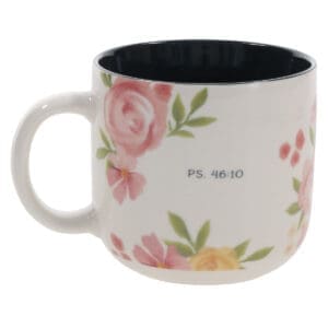 Be Still and Know That I Am God White Ceramic Mug with Navy Interior
