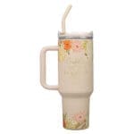 Consider How the Wildflowers Grow Large Stainless Steel Mug with Handle and Straw - Image 2