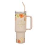 Consider How the Wildflowers Grow Large Stainless Steel Mug with Handle and Straw - Image 4