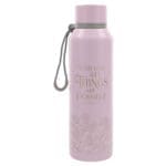 With God All Things Are Possible Pink Stainless Steel Water Bottle - Image 4