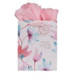 Never Give Up Ever Pink Petals Medium Gift Bag with Gift Tag - Image 31