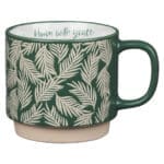 Bloom With Grace Dark Green Ceramic Mug With Leaf Motif - Image 19