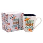 Faith Hope Love Ceramic Mug with Blue Interior - Image 13