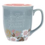 With God All Things Are Possible Teal Ceramic Mug with Pink Interior - Image 19