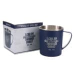 I Can Do All Things Through Christ Blue Stainless Steel Camp Style Mug - Image 12