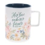 His Love Endures Forever Ceramic Mug with Teal Interior - Image 4