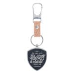 The Lord Is My Strength and Shield Metal and Faux Leather Key Ring with Carabiner Hook - Image 5