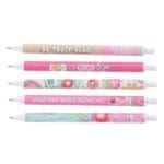 Joyful Girl Five-Piece Retractable Ballpoint Pen Set with Blue Ink - Image 4