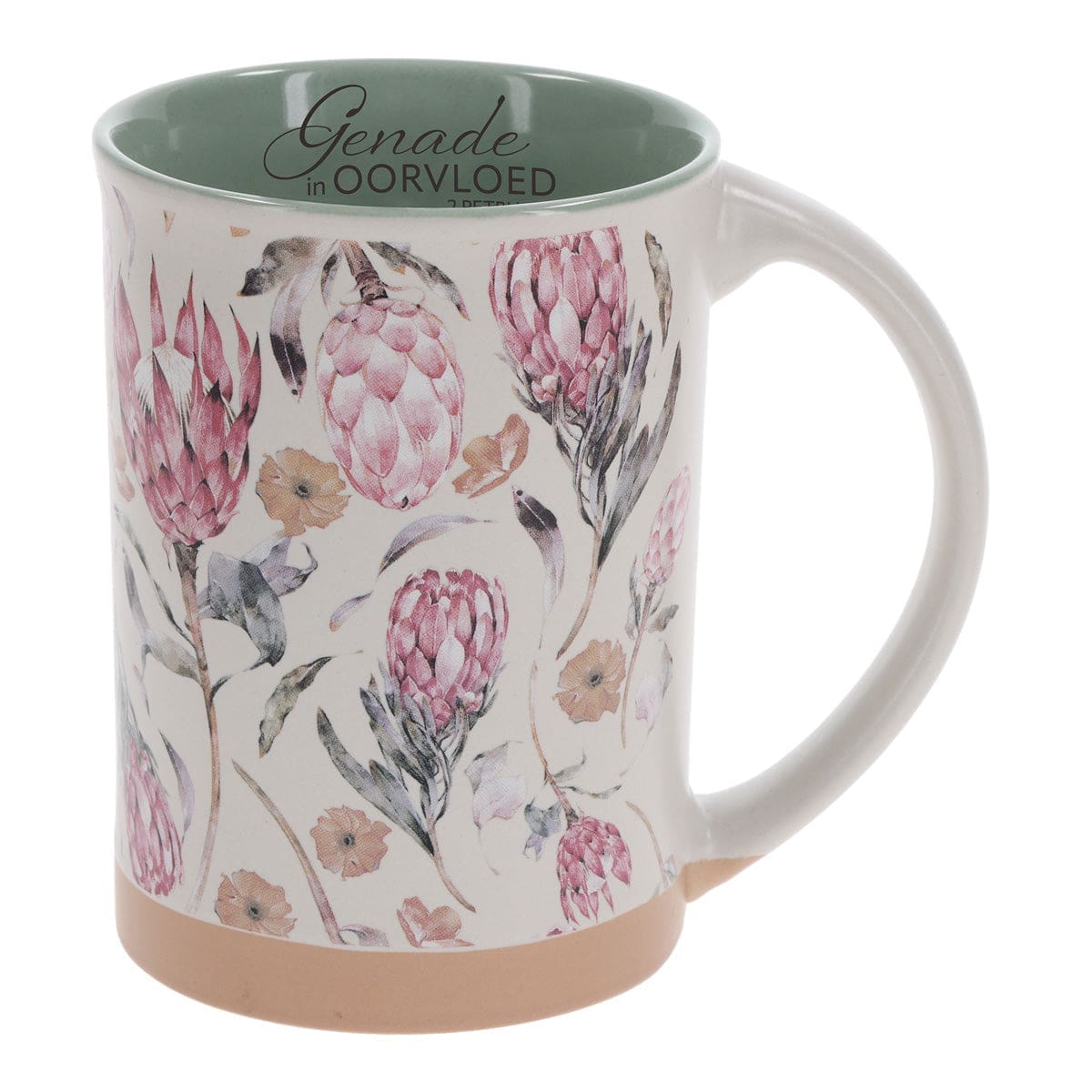 6006937177628_front Genade in Oorvloed Afrikaans Ceramic Mug - Image 1