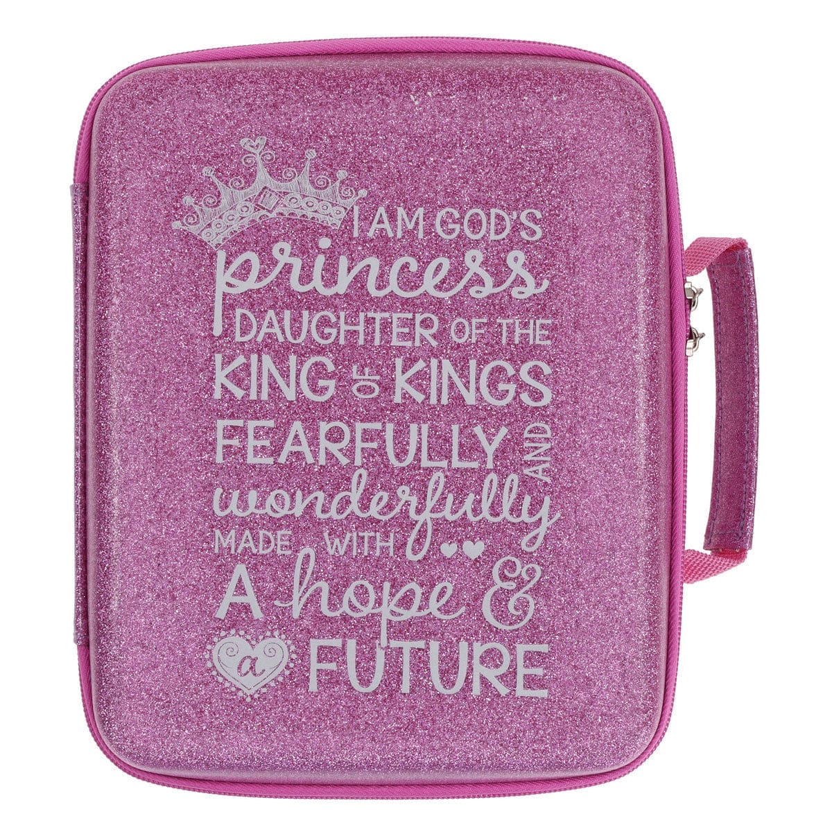 6006937178205_front I Am God's Princess Daughter of the King of Kings Purple Glitter Bible Cover - Image 1