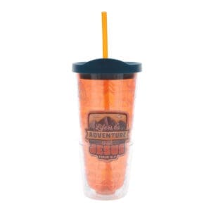 Life Is an Adventure with Jesus Plastic Travel Tumbler with Lid and Straw
