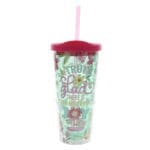 Be Truly Glad Plastic Travel Tumbler with Lid and Straw