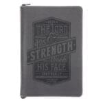 Seek the Lord & His Strength, Seek His Face Grey Faux leather Journal with Zipped Closure - Image 5