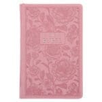 NLV Pienk Blomme Kunsleer Standaard Bybel Met Ritssluiter en Duimgrepe - Image 36