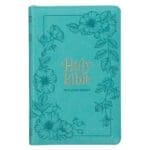 KJV Teal Floral Faux Leather Flexcover Deluxe Gift Bible With Zip - Image 41