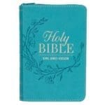 KJV Teal Faux Leather Mini Pocket Bible with Zip - Image 7