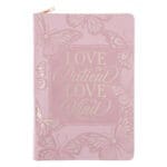 Love Is Patient Love Is Kind Blush Pink Faux Leather Journal with Zipped Closure - Image 4