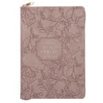 She Is Clothed with Strength and Dignity Beige Faux Leather Journal with Zipped Closure - Image 7