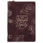 She Is Clothed with Strength and Dignity Burgundy Faux Leather Journal with Zipped Closure - Image 5