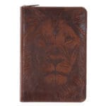 KJV Brown Lion Faux Leather Compact Bible with Zip - Image 2