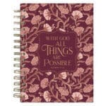 With God All Things Are Possible Floral Hardcover Wirebound Journal - Image 3